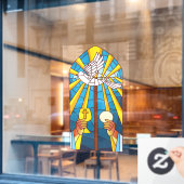 ステンドグラスの聖餐式のパンと聖杯 ウィンドウサイン (カフェ窓)