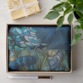 ステンドグラスの背景が切り離された孔雀 薄葉紙 (ギフト)