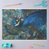 ステンドグラスの背景が切り離された孔雀 薄葉紙 (クラフト)