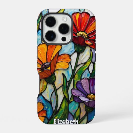 ステンドグラスの花々 iPhoneケース (裏面)