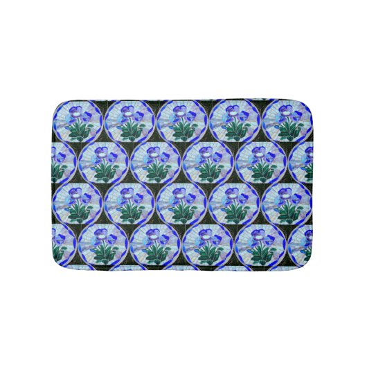 ステンドグラスの花の円 バスマット (正面)