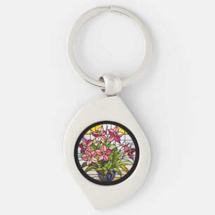 ステンドグラスの花 キーホルダー