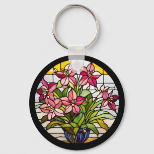 ステンドグラスの花 キーホルダー