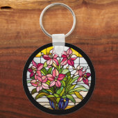 ステンドグラスの花 キーホルダー (正面)