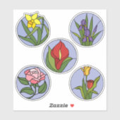 ステンドグラスの花 シール (シート)