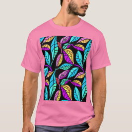 ステンドグラスの葉のデザイン Tシャツ