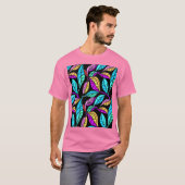 ステンドグラスの葉のデザイン Tシャツ (正面フル)