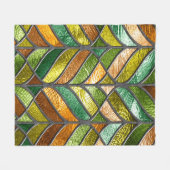 ステンドグラスの葉の模様の継ぎ目のない織り目  フリースブランケット (正面(横))