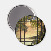 ステンドグラスの藤のつる植物 マグネット (正面/裏面)