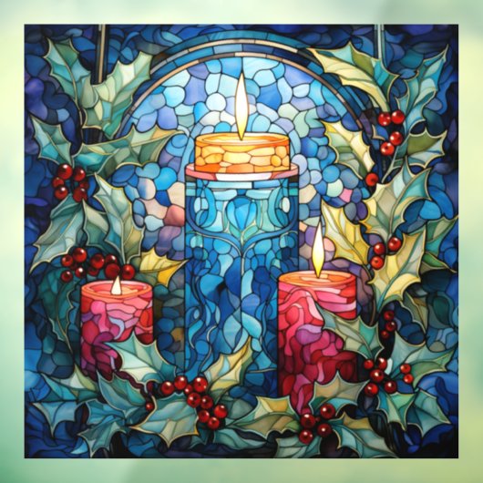 ステンドグラスの蝋燭の窓にしがみつく ウィンドウサイン (シート3)