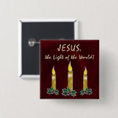 ステンドグラスの蝋燭 缶バッジ (正面&裏面)