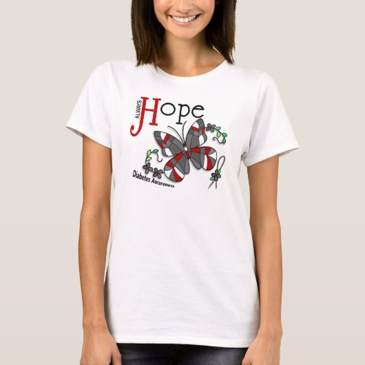 ステンドグラスの蝶糖尿病 Tシャツ (正面)