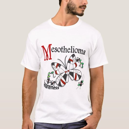 ステンドグラスの蝶2中皮腫 Tシャツ (正面)