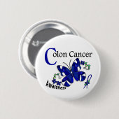 ステンドグラスの蝶2結腸癌 缶バッジ (正面&裏面)