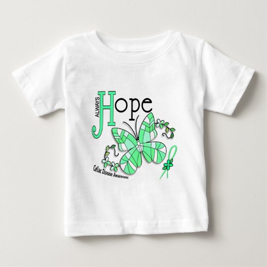 ステンドグラスの蝶Celiac病気 ベビーTシャツ (正面)