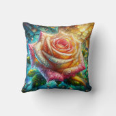 「ステンドグラスの輝き：バラの雨粒」 クッション (裏面)