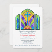 ステンドグラスの退職のパーティの招待状 招待状 (正面/裏面)