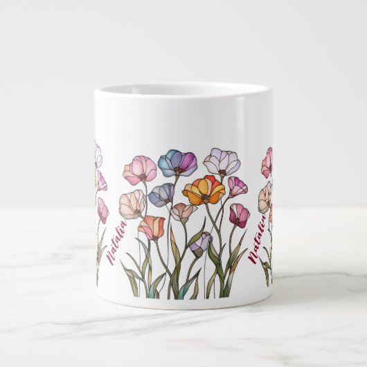 ステンドグラスの野の花 ジャンボコーヒーマグカップ (正面)