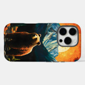 ステンドグラスの野生動物の山の夕焼けの熊 Case-Mate iPhoneケース (裏面 (横))