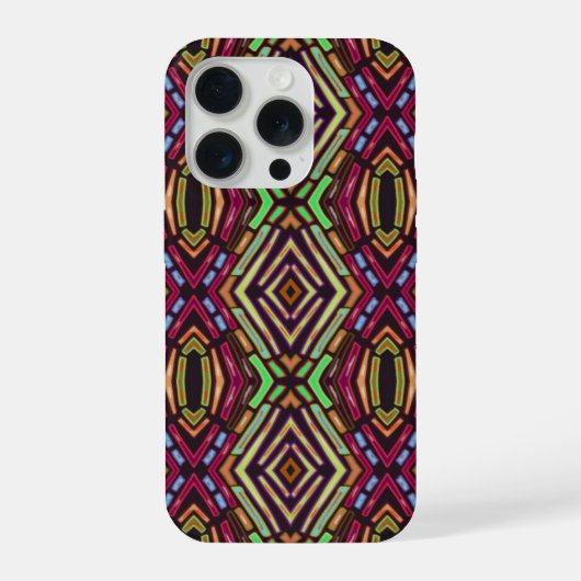 ステンドグラスの雰囲気 カラフルジュエルスパターン iPhoneケース (裏面)