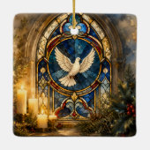 ステンドグラスの鳩のクリスマス窓 セラミックオーナメント (裏面)