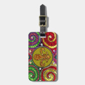 ステンドグラスの（紋章の）フラ・ダ・リの抽象芸術 ラゲッジタグ (正面縦)