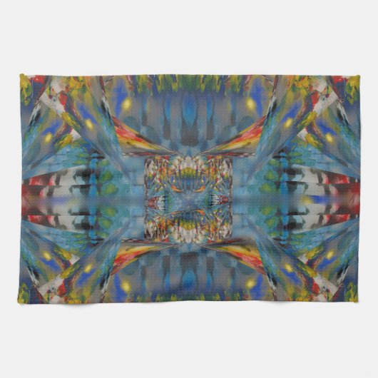 ステンドグラスのWindowsの抽象芸術 キッチンタオル (横)