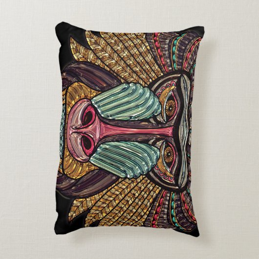 ステンドグラスはアフリカの動物の芸術を見る アクセントクッション (裏面(縦))