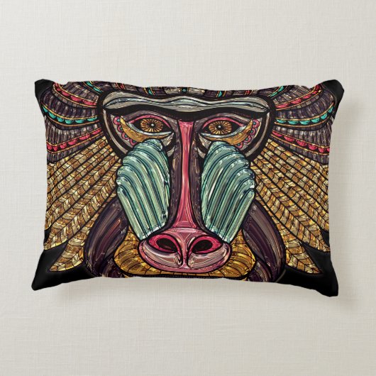 ステンドグラスはアフリカの動物の芸術を見る アクセントクッション (裏面)