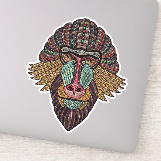 ステンドグラスはアフリカの動物の芸術を見る シール (詳細)