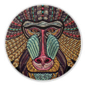 ステンドグラスはアフリカの動物の芸術を見る セラミックノブ (正面)