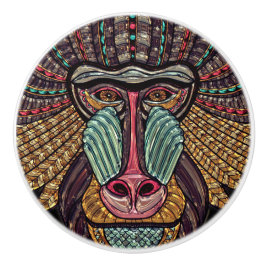 ステンドグラスはアフリカの動物の芸術を見る セラミックノブ