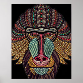 ステンドグラスはアフリカの動物の芸術を見る ポスター