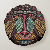ステンドグラスはアフリカの動物の芸術を見る ラウンドクッション (裏面)
