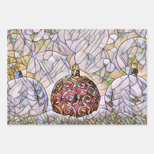 ステンドグラスは冬のクリスマスにかわいい ラッピングペーパーシート (正面2)