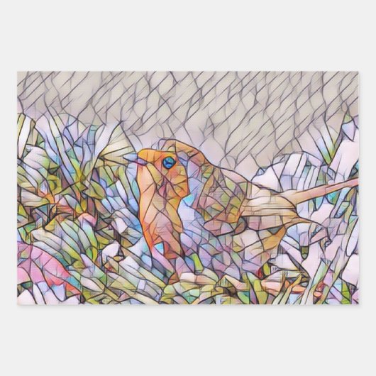 ステンドグラスは冬のクリスマスにかわいい ラッピングペーパーシート (正面)