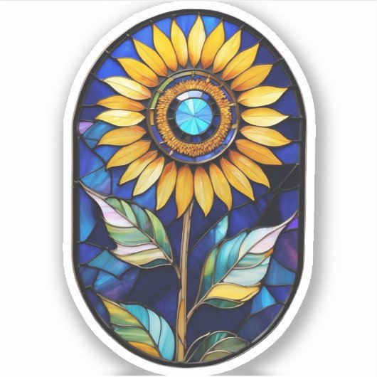 ステンドグラスひまわり シール (正面)