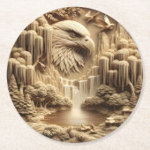 ステンドグラスを駆ける雄大な鷹 ラウンドペーパーコースター (正面)