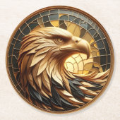 ステンドグラスを駆ける雄大な鷹 ラウンドペーパーコースター (正面)