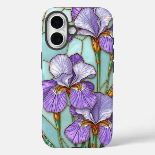 ステンドグラスアイリスフラワーフォンケース Case-Mate iPhoneケース (裏面)