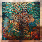 ステンドグラスアートの水中ライオン魚 ウィンドウサイン (シート2)