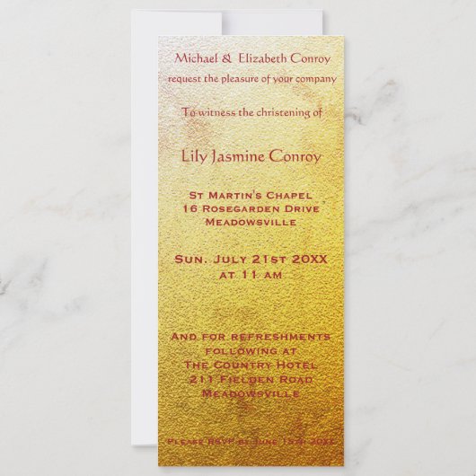 ステンドグラスアートデコ《キリスト教》洗礼式や命名式結婚式の招待 招待状 (裏面)