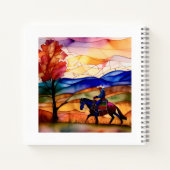 ステンドグラスアートデザインカウボーイトレイルライド ノートブック (裏面)