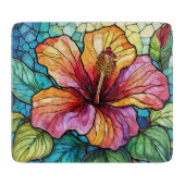 ステンドグラスアートハイビスカス カッティングボード (正面)