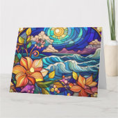 ステンドグラスアート熱帯ビーチ カード (裏面)