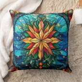 ステンドグラスアート装飾用クッション – ホリデーフローラ クッション (ブランケット)