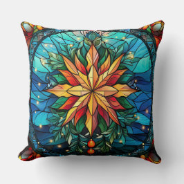 ステンドグラスアート装飾用クッション – ホリデーフローラ クッション