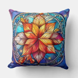 ステンドグラスアート装飾用クッション – ホリデーフローラ クッション