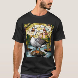 ステンドグラスアート、ばかガチョウのステンドグラス Tシャツ