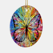 ステンドグラスアート、レインボーバタフライステンドグラス セラミックオーナメント (右)